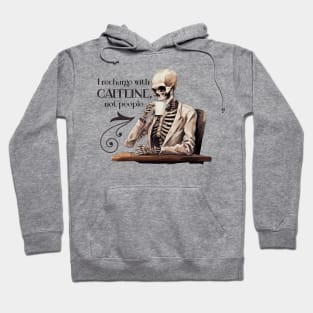 Funny Skeleton with Coffee, Dark Sarcastic Humor Hoodie